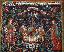 Old Tapestry Banner Emblazon (if Nobles Have Dessoubz The Cieulx I Do Not)