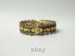 Old Toledo damascened gold and filigree silver bracelet, 20th century