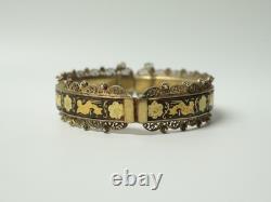 Old Toledo damascened gold and filigree silver bracelet, 20th century