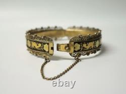 Old Toledo damascened gold and filigree silver bracelet, 20th century