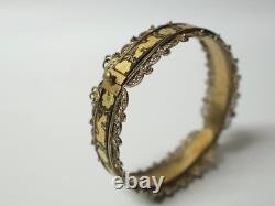 Old Toledo damascened gold and filigree silver bracelet, 20th century