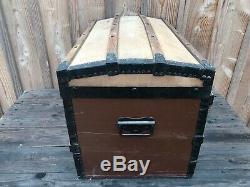 Old Trunk Curved Wooden Travel, Home, Showcase, Chest, Treasure