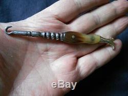 Old Very Small 10.5cm Hook Boots Old Folk Art Button Boot Hook