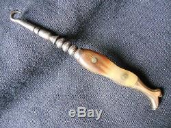 Old Very Small 10.5cm Hook Boots Old Folk Art Button Boot Hook