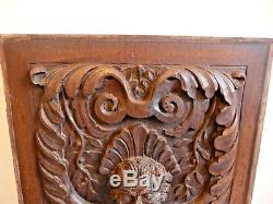 Old Wood Panel Carved Style High Epoque Decor Head Of Grotesque
