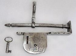 Old Wrought Iron Padlock Hasp And Then Key 18-19th