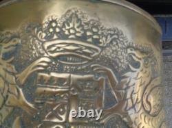 Old brass charcoal brazier, very beautiful decoration, No. III