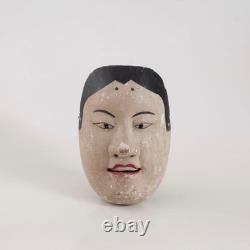 Old carved wooden Kagura or Dengaku mask, antique folk art object