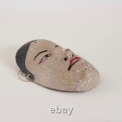 Old carved wooden Kagura or Dengaku mask, antique folk art object