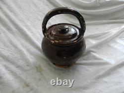 Old dinner holder glazed pottery terracotta Folk Art / Sarthe