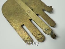 Old large Judaica Khamsa in gilded brass, Morocco, authentic ethnic, 19th century