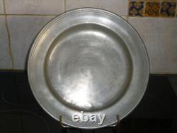 Old large round deep pewter platter with cardinal hallmark, 29 cm, 1.1 kg