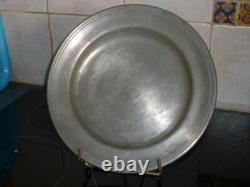 Old large round deep pewter platter with cardinal hallmark, 29 cm, 1.1 kg