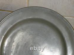 Old large round deep pewter platter with cardinal hallmark, 29 cm, 1.1 kg