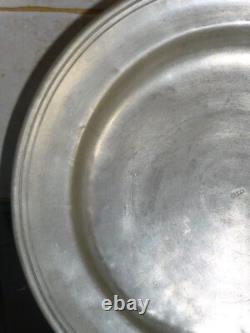 Old large round deep pewter platter with cardinal hallmark, 29 cm, 1.1 kg