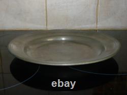 Old large round deep pewter platter with cardinal hallmark, 29 cm, 1.1 kg