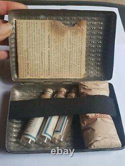 Old medical first aid kit, pretty metal box from the 19th century