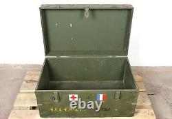 Old military trunk chest militaria WW1 WW2 army red cross flag