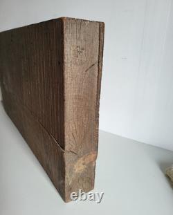 Old oak bas-relief, carved wooden panel, 19th century