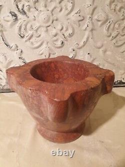 Old red marble pharmacist's mortar