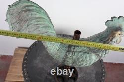 Old rooster weather vane church steeple zinc copper folk art 2409