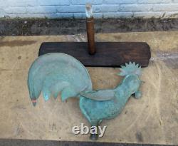 Old rooster weathervane church steeple zinc copper folk art ridge tiles