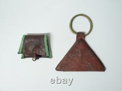 Old set of 2 Tuareg objects: amulet and flint pouch, Sahel, Quran, 19th–20th century