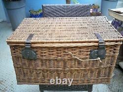 Old wicker trunk with locks and keys