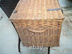 Old wicker trunk with locks and keys