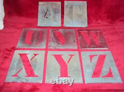 Old zinc stencil alphabet lettering 120 mm. Industrial workshop scrapbooking