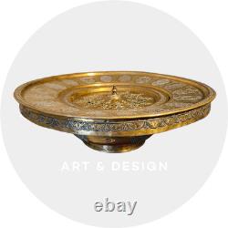 Ottoman basin in chased brass, inlaid with silver and copper Syria, late 19th century