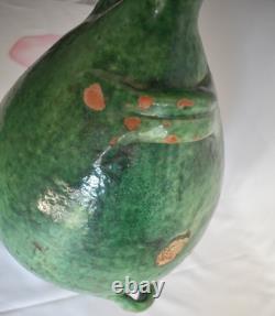 PROVENCE 19th CENTURY EARTHENWARE GLAZED GREEN ENGOBE 4 PASSANTS