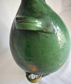 PROVENCE 19th CENTURY EARTHENWARE GLAZED GREEN ENGOBE 4 PASSANTS
