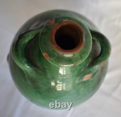 PROVENCE 19th CENTURY EARTHENWARE GLAZED GREEN ENGOBE 4 PASSANTS