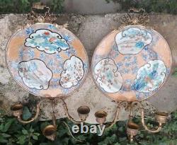 Pair Of Appliques Louis XVI Porcelain Of China & Bronze Stamped Asia