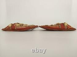 Pair Of Babouches 19th Orientalist Leather Embroidery Art Populiare G2233