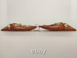 Pair Of Babouches 19th Orientalist Leather Embroidery Art Populiare G2233