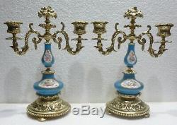 Pair Of Beautiful Porcelain Bronze Sconce From Paris XIX Candlesticks