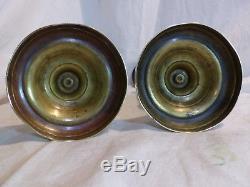Pair Of Bronze Empire Candlestick Engraved 19th Candlestick Old French