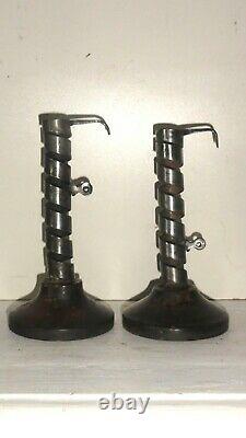 Pair Of Candlesticks Normand XIX Same Winery Rats Pigtail Lm-ln