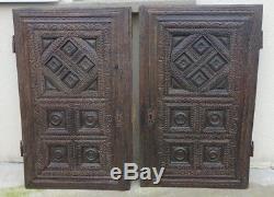 Pair Of Carved Wood Panels 16-17th / Doors Haute-era / Carved Wood