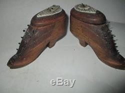 Pair Of Needle Wooden Shoes Folk Art Dice In England 19th