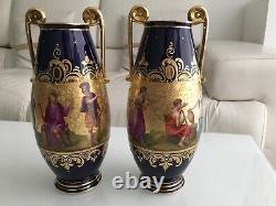 Pair Of Vases 19th Vienna Porcelain