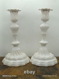 Pair of 2 Superb Antique Candle Holders in Ceramic Faience Jean Roger