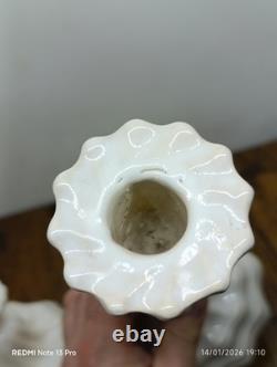 Pair of 2 Superb Antique Candle Holders in Ceramic Faience Jean Roger