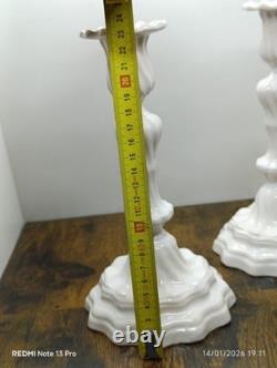 Pair of 2 Superb Antique Candle Holders in Ceramic Faience Jean Roger