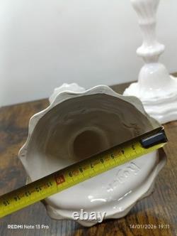 Pair of 2 Superb Antique Candle Holders in Ceramic Faience Jean Roger