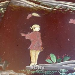 Pair of Lacquered and Decorated Panels Japan Mount FUJI Meiji Period Very Rare