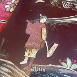 Pair of Lacquered and Decorated Panels Japan Mount FUJI Meiji Period Very Rare