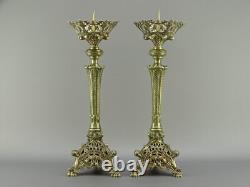 Pair of Neo Renaissance bronze candlesticks with winged devils